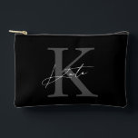 Classic Black Monogram Bridesmaid Gift Accessory Pouch<br><div class="desc">Custom-designed bridesmaid gift cosmetic bag featuring classic modern style monogram with custom initial and name.</div>