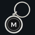 Classic Black Monogram Key Ring<br><div class="desc">Personalised Classic Black Monogrammed Keychain Monogram Initial Black White. Perfect as holiday gift,  family reunion favours,  thank you gift for groomsmen and gift for any special occasions.</div>
