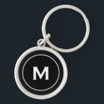 Classic Black Monogram Key Ring<br><div class="desc">Personalised Classic Black Monogrammed Keychain Monogram Initial Black White. Perfect as holiday gift,  family reunion favours,  thank you gift for groomsmen and gift for any special occasions.</div>