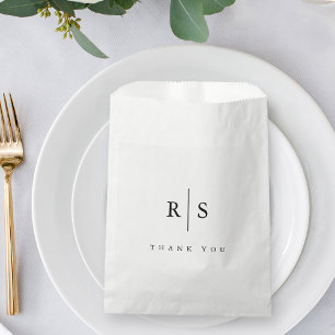 Classic Black Monogram Wedding Thank You Favour Bags