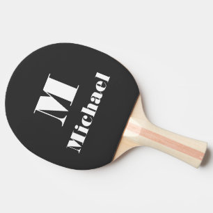 Classic Black Name Initial Letter Solid Colour Ping Pong Paddle
