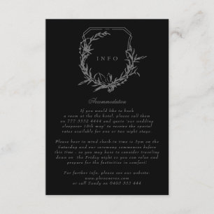 classic Black on Black floral monogram crest Enclosure Card