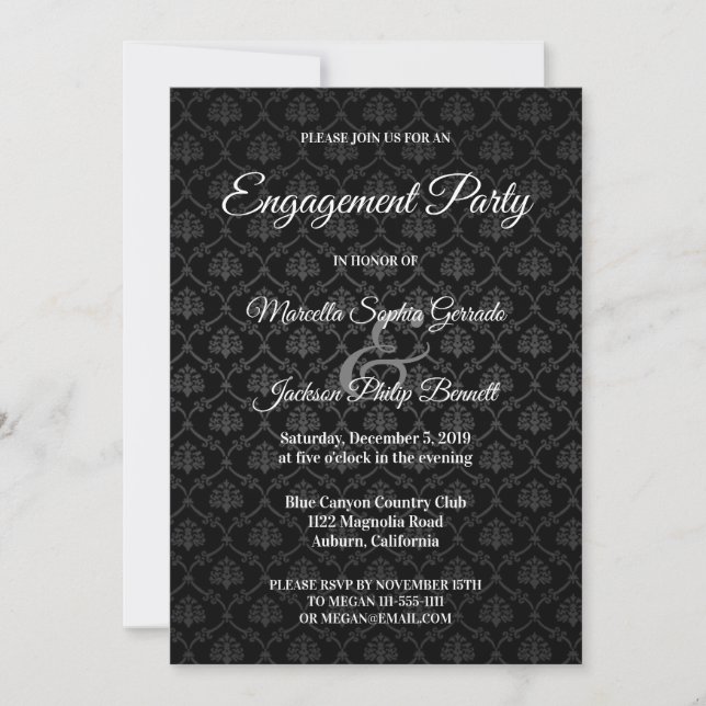 Classic Black Pattern Invitation (Front)