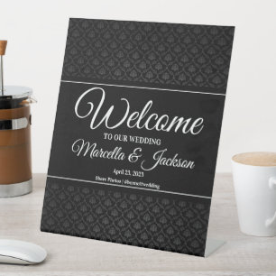 Classic Black Pattern Pedestal Sign