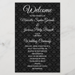 Classic Black Pattern Wedding Program
