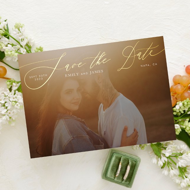 Classic Black Photo The Wedding Gold Save The Date (Creator Uploaded)