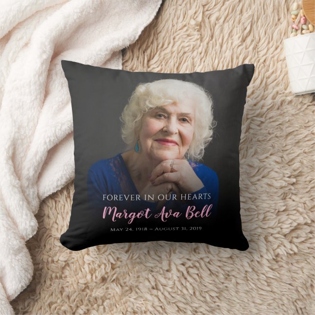 Classic Black & Pink Memorial Keepsake Pillow (Blanket)