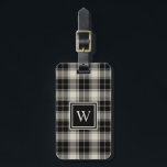 Classic Black Plaid Pattern with Monogram Luggage Tag<br><div class="desc">Tag your bags with a classic black and off-white tartan plaid luggage tag that has your monogram on the front and your contact info on the back. This design has a look of rustic elegance with professional appeal. It's a great choice for frequent travelers.</div>