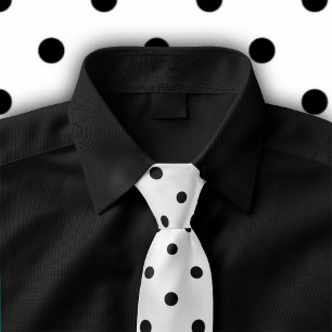 Classic Black Polka Dot Pattern on White Tie
