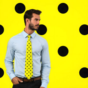 Classic Black Polka Dot Pattern on Yellow Tie