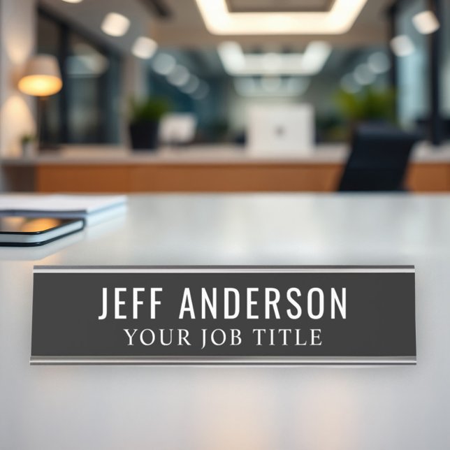 Classic Black Professional Name and Title Desk Name Plate (Creator Uploaded)