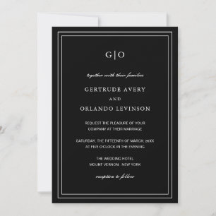 Classic Black QR Code Elegant Wedding Invitation
