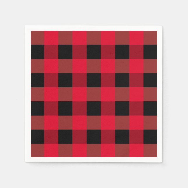 Classic black red plaid pattern  napkin (Front)