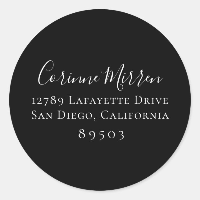 Classic Black Return Address Sticker (Front)