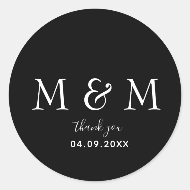 Classic Black Round Sticker (Front)