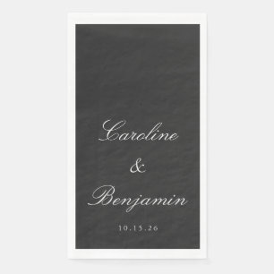 Classic Black Script Elegant Wedding Custom Name Napkin