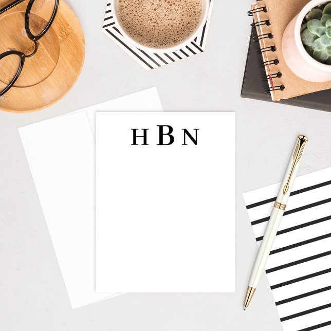 Classic Black Serif Initials Monogram Card (Creator Uploaded)