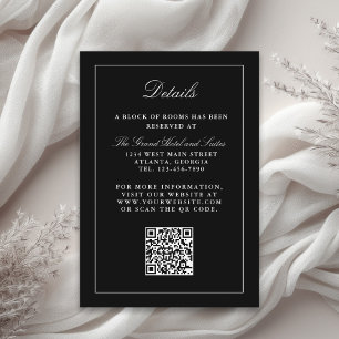 Classic Black Simple Elegant Wedding Details  Enclosure Card