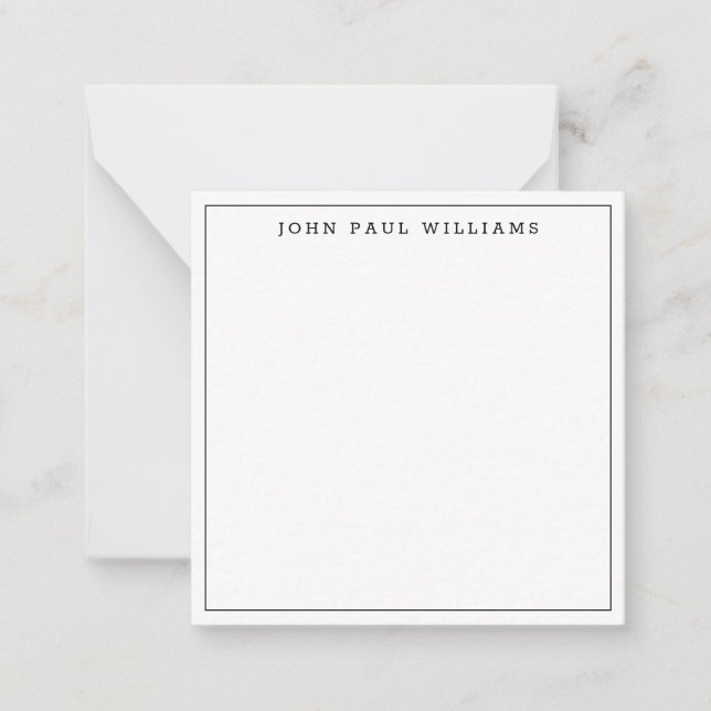 Classic Black Simple Modern Thin Border Square Card (Front)