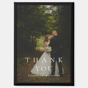 Classic Black Simple Photo Wedding Magnet