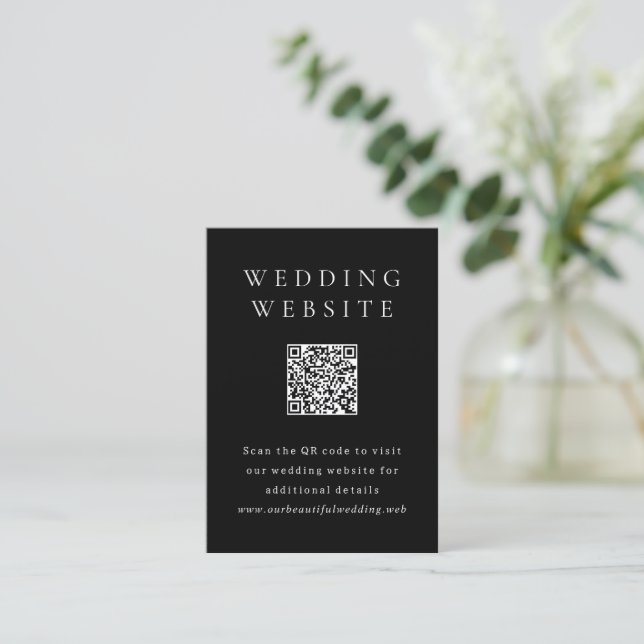 Classic Black Simple QR Code Wedding Enclosure Card (Standing Front)