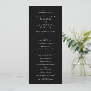 Classic Black Simple Wedding Programme