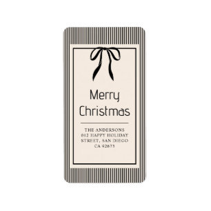 Classic Black Stripes Christmas Address Label