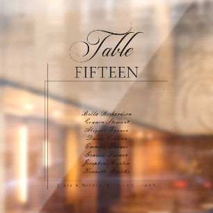 Classic Black Table Number Transparent Decal Sign
