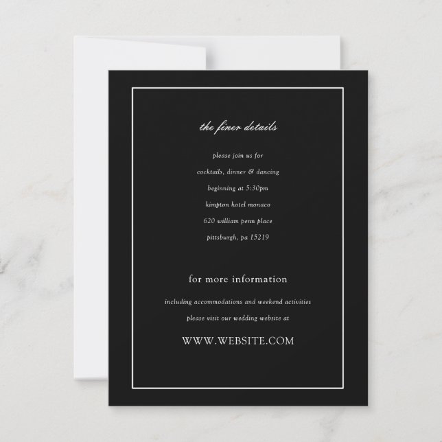 Classic Black Tie Black White Wedding Invitation (Front)