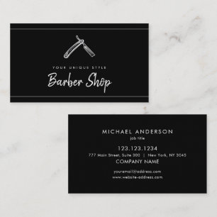 Classic Black Vintage Barber Tools Barbershop Business Card