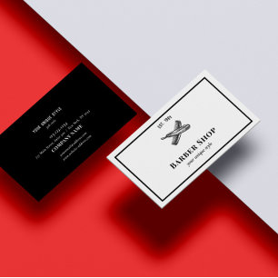 Classic Black Vintage Barber Tools Barbershop Business Card