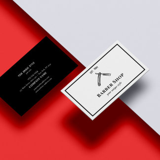 Classic Black Vintage Barber Tools Barbershop Business Card