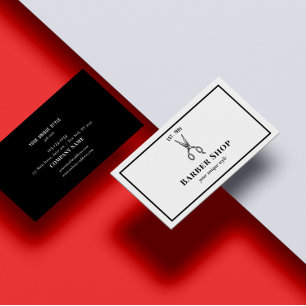 Classic Black Vintage Barber Tools Barbershop Business Card