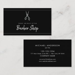 Classic Black Vintage Barber Tools Barbershop Business Card
