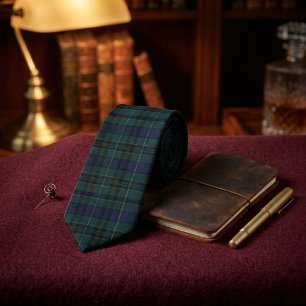 Classic Black Watch Tartan Dark Green Navy Blue  Tie