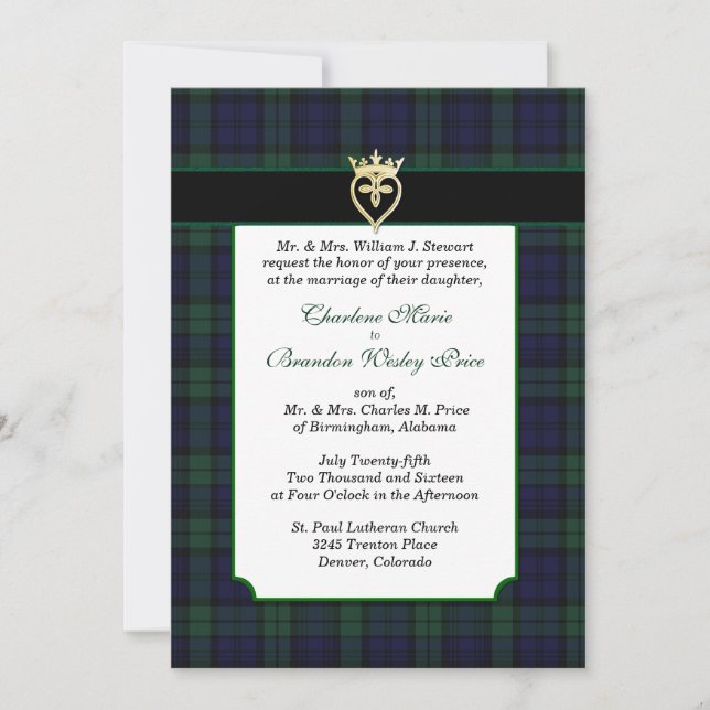 Classic Black Watch Tartan Wedding Invitation (Front)