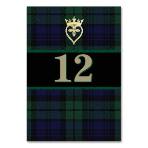 Classic Black Watch Wedding Table Number Card
