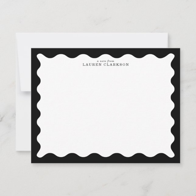 Classic Black Wavy Frame Note Card (Front)