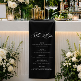Classic Black Wedding Bar Menu Reception Décor Banner
