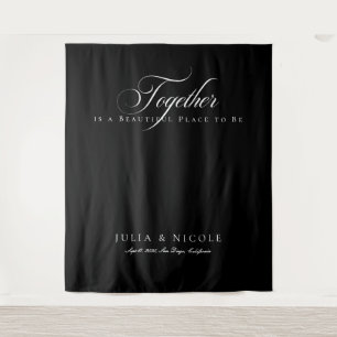 Classic Black Wedding Welcome Backdrops Banner Tapestry