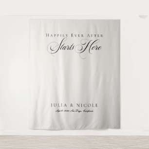 Classic Black Wedding Welcome Backdrops Banner Tapestry