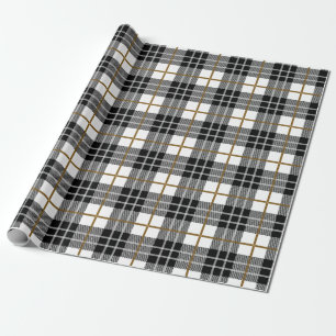 Classic Black, White and Gold Plaid Wrapping Paper
