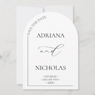Classic Black & White Arch Save The Date Card