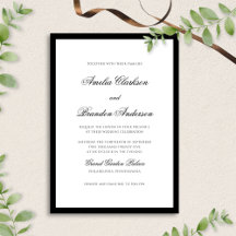Classic Black & White Border Formal Script Wedding