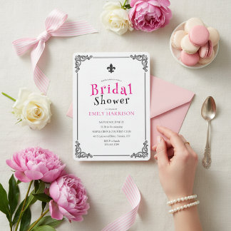 Classic Black White Bridal Shower Invite