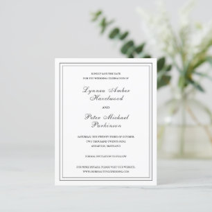 Classic Black White Budget Wedding Save the Date