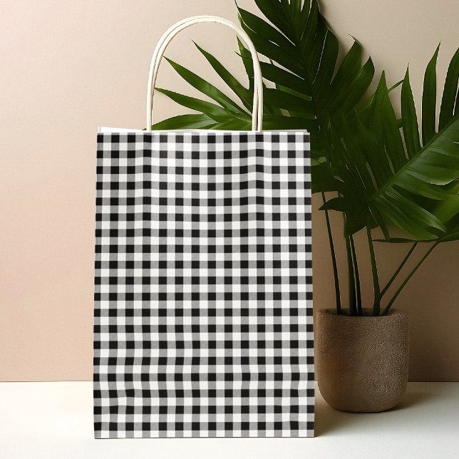 Classic Black White Buffalo Check Pattern  Small Gift Bag (Creator Uploaded)