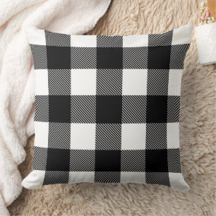 Classic Black White Buffalo Plaid Christmas Cushion
