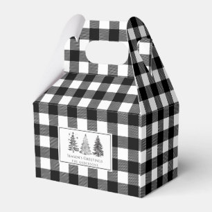 Classic Black & White Buffalo Plaid Christmas Favour Box