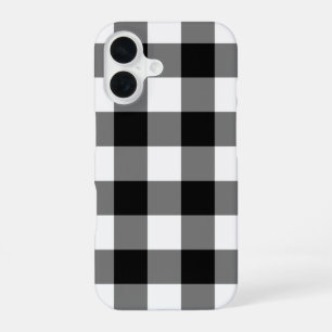 Classic Black White Buffalo Plaid iPhone 16 Case